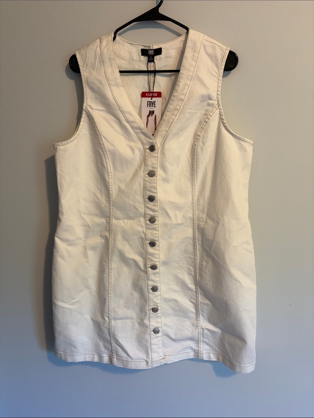 Frye White Sleeveless Button-Front Dress
